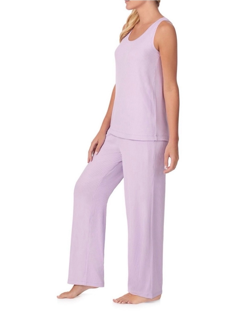 Cuddl Duds Ribbed Button-Front Pajama Set in Lilac - Picture 4 of 11